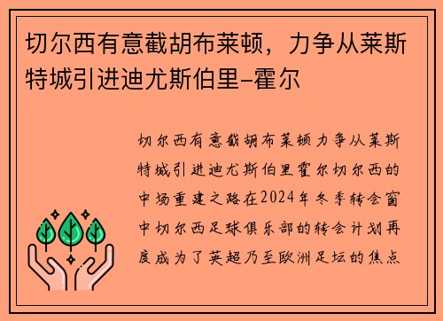 切尔西有意截胡布莱顿，力争从莱斯特城引进迪尤斯伯里-霍尔