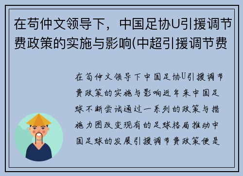 在苟仲文领导下，中国足协U引援调节费政策的实施与影响(中超引援调节费怎么算)