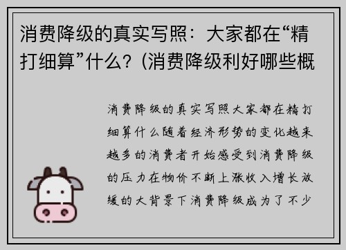 消费降级的真实写照：大家都在“精打细算”什么？(消费降级利好哪些概念股)